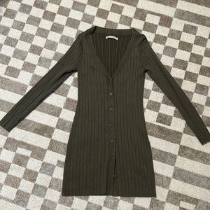 Abercrombie & Fitch button sweater dress green